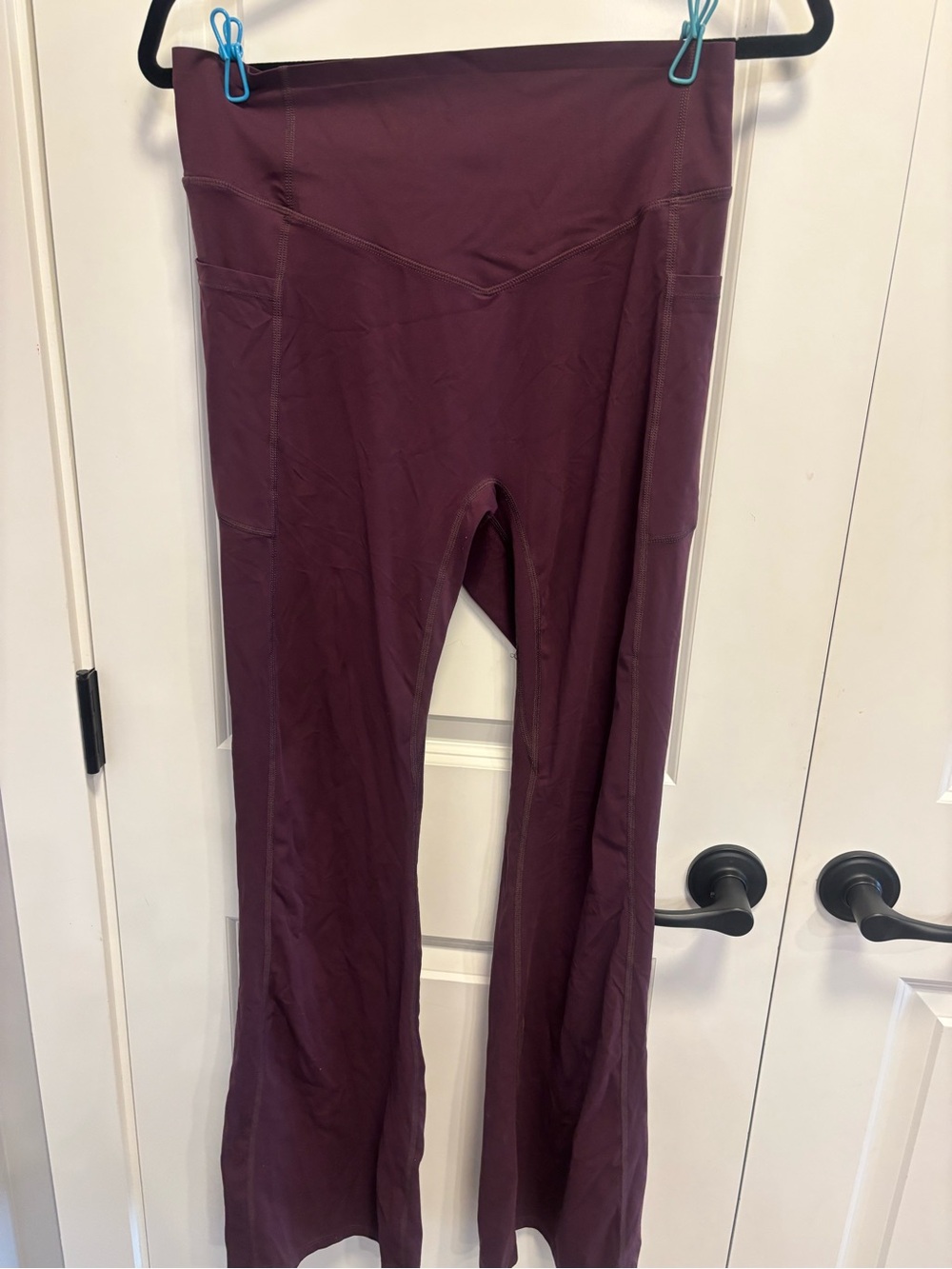 Halara High-Waist Wine Purple Yoga Pants. No size tag but fit M/L